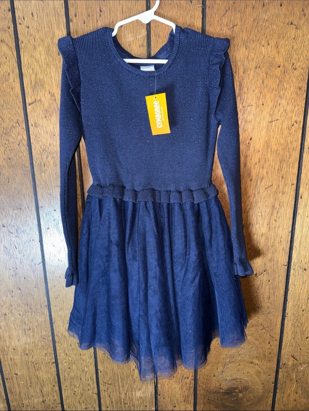 Gymboree Sparkly Navy Blue Long-Sleeve Tulle Skater Dress